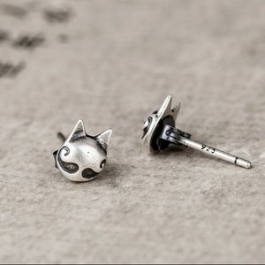 New Halloween Sterling Silver S925 Beard Cat Ear Studs